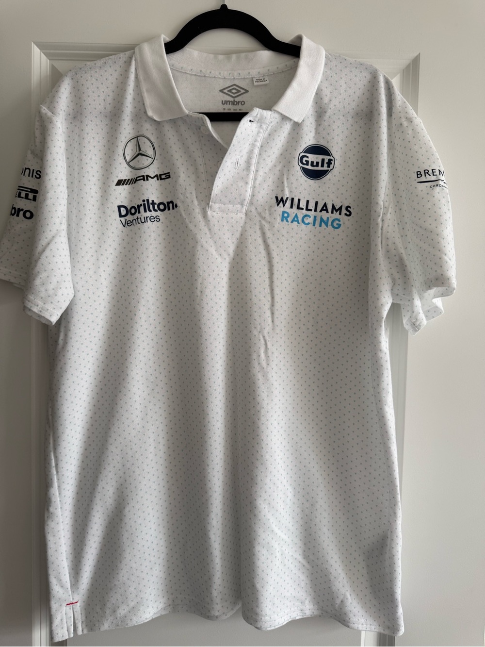 Umbro Williams Racing Team Polo in White with Blue Accents